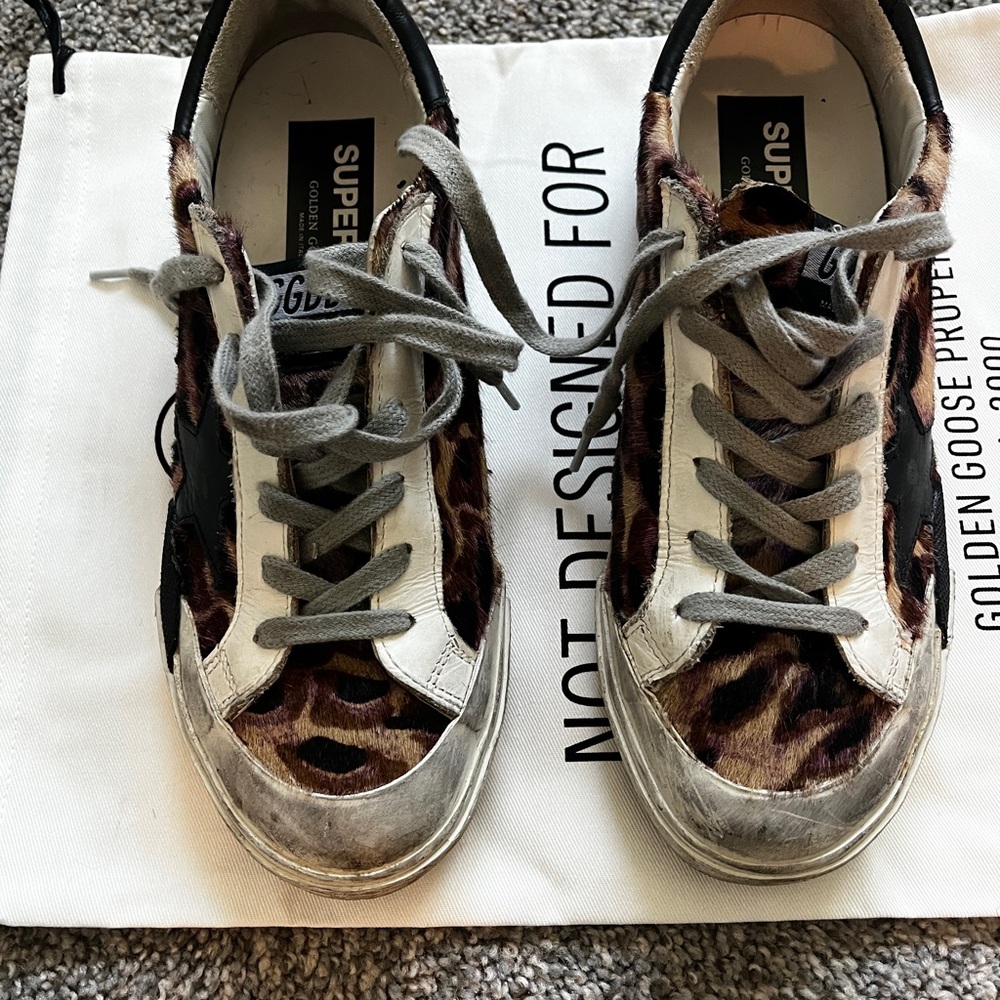 Golden Goose Brown and Gray Sneakers Retro-Inspired Design